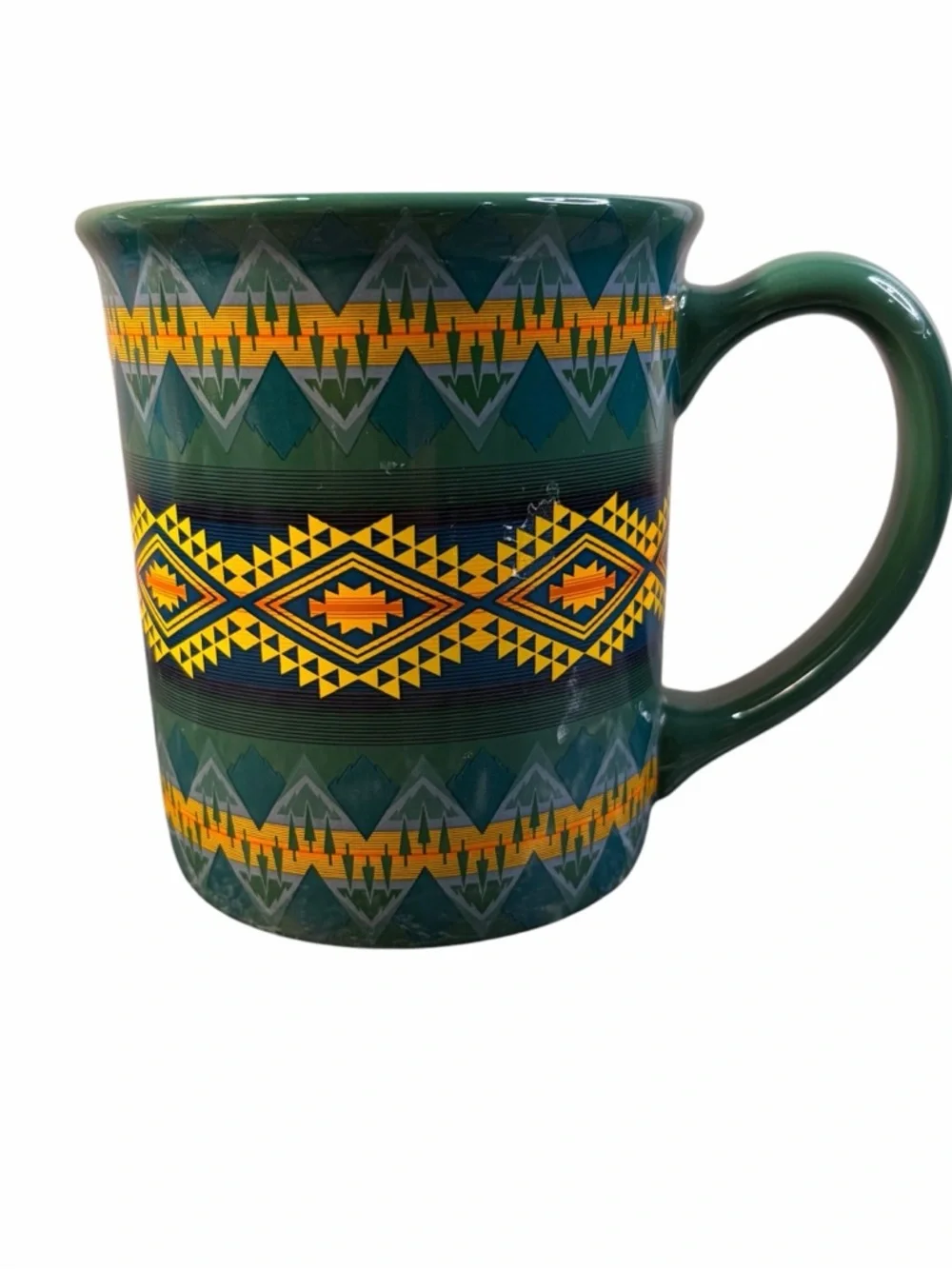 PENDLETON GREEN SOUTHWEST PRINT COFFEE MUG 12 OZ